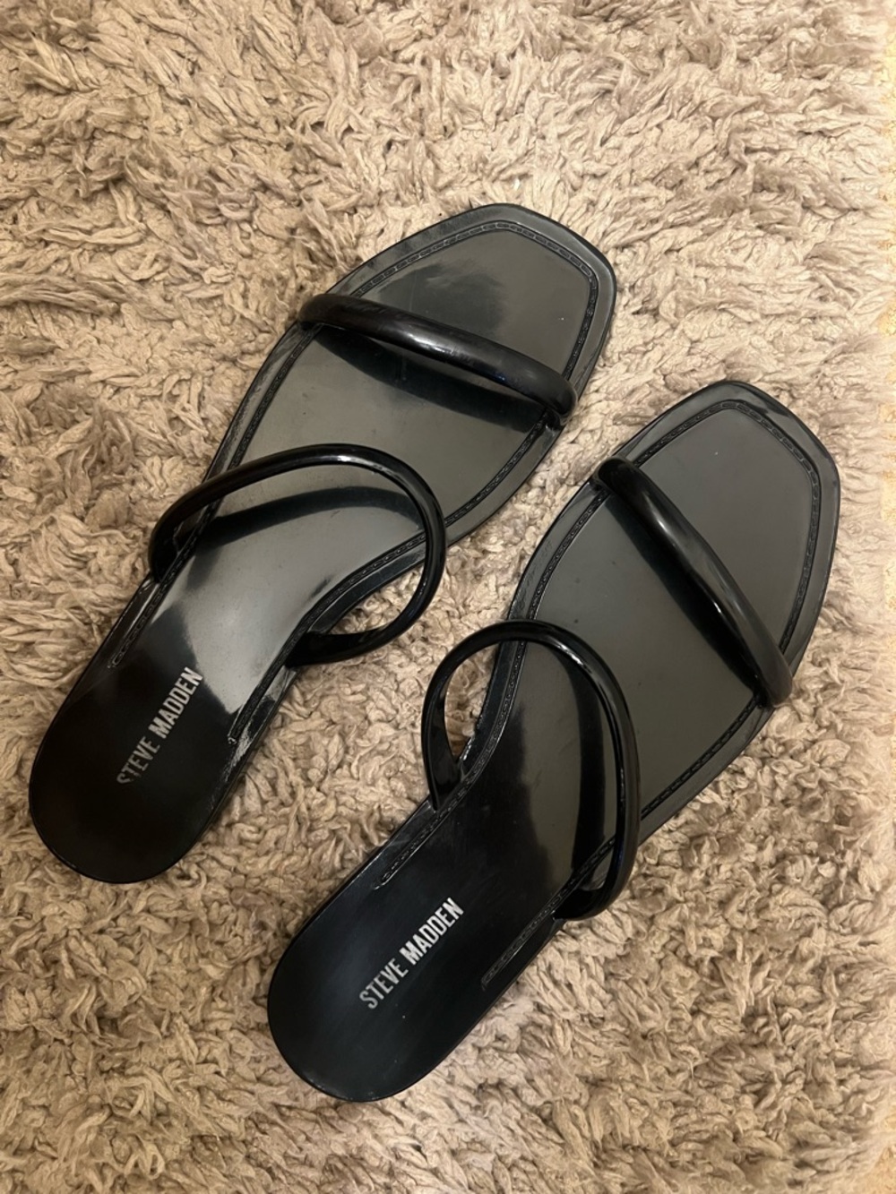 Steve Madden Black Strappy Square-Toe Sandals